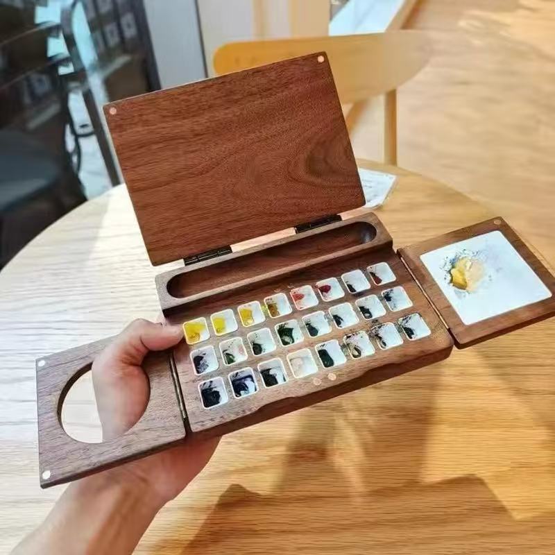 "Ultimate Camping Art Palette – Foldable Wooden Paint Box 🎨 | Portable Outdoor Color Studio | Perfect for Nature Sketching & Travel Art 🖌️"