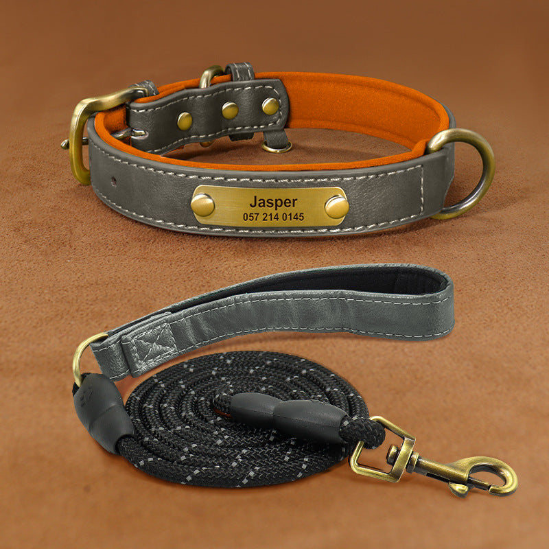 "🐶 Personalized Engraved Dog Collar – Premium Leather Anti-Loss Pet Collar with Custom Tag 🏷️"