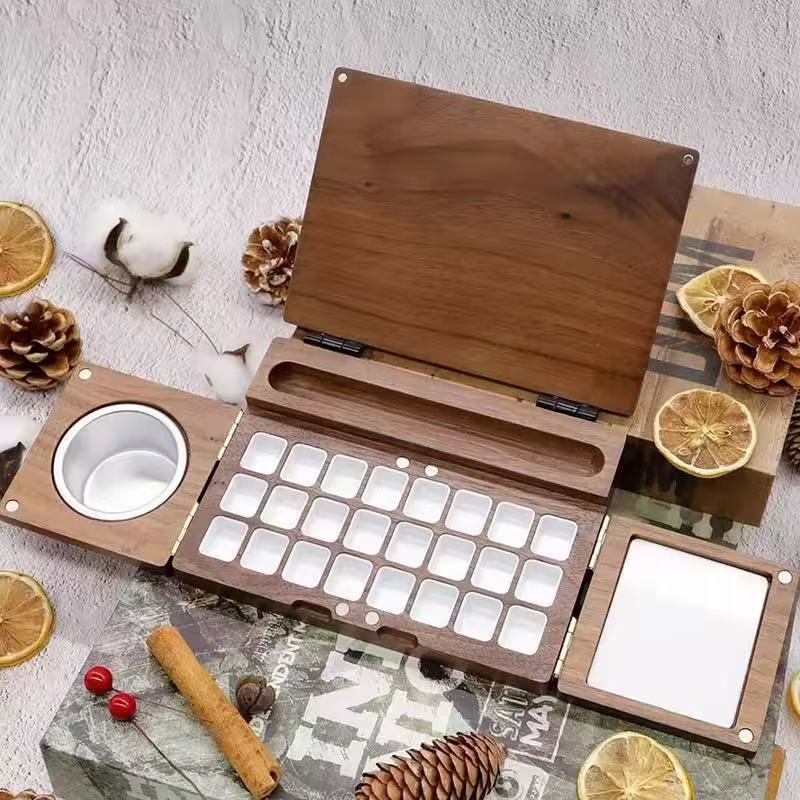"Ultimate Camping Art Palette – Foldable Wooden Paint Box 🎨 | Portable Outdoor Color Studio | Perfect for Nature Sketching & Travel Art 🖌️"
