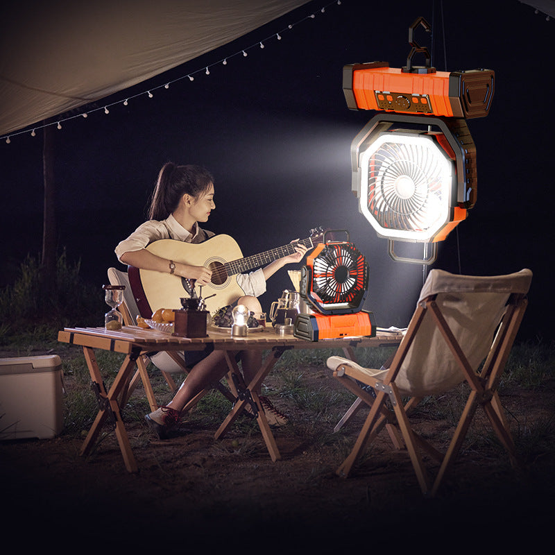 Dual-Purpose Camping Fan 🏕️🌀 – Powerful LED Light + Cooling Fan | Portable, Rechargeable, Waterproof & Perfect for Outdoors, Travel & Emergencies