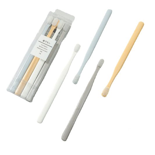 "4PCS Eco-Friendly Bamboo Toothbrushes 🌱 – Soft Charcoal Bristles 🖤 | Natural Wooden Design | Gentle on Teeth & Planet 🌎"