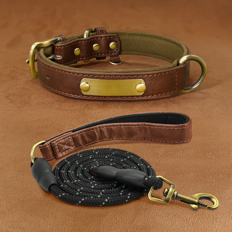 "🐶 Personalized Engraved Dog Collar – Premium Leather Anti-Loss Pet Collar with Custom Tag 🏷️"