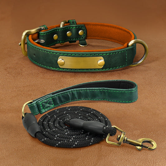 "🐶 Personalized Engraved Dog Collar – Premium Leather Anti-Loss Pet Collar with Custom Tag 🏷️"