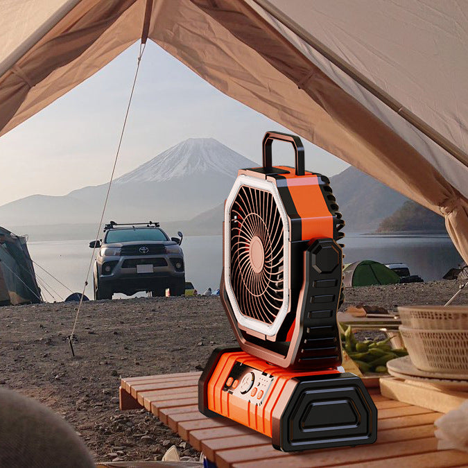 Dual-Purpose Camping Fan 🏕️🌀 – Powerful LED Light + Cooling Fan | Portable, Rechargeable, Waterproof & Perfect for Outdoors, Travel & Emergencies