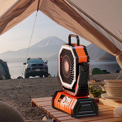 Dual-Purpose Camping Fan 🏕️🌀 – Powerful LED Light + Cooling Fan | Portable, Rechargeable, Waterproof & Perfect for Outdoors, Travel & Emergencies