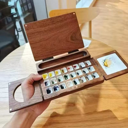 "Ultimate Camping Art Palette – Foldable Wooden Paint Box 🎨 | Portable Outdoor Color Studio  | Perfect for Nature Sketching & Travel Art 🖌️"