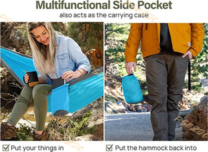 "Ultra-Light Adventure Hammock 🌿 – Single/Double Parachute Nylon for Camping ⛺ | Portable & Strong (300lbs!) – 6 Vibrant Colors "