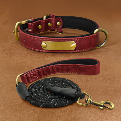 "🐶 Personalized Engraved Dog Collar – Premium Leather Anti-Loss Pet Collar with Custom Tag 🏷️"